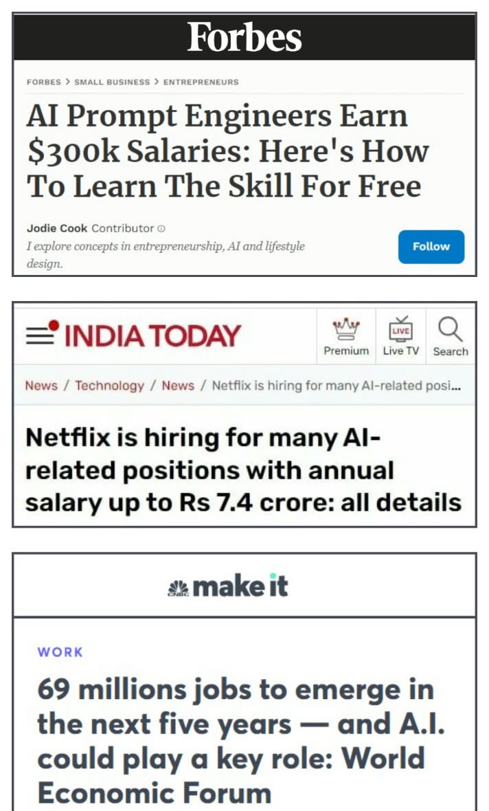 Forbes, India Today and CNBC Make It headlines on AI salaries, Netflix AI hiring, and 69 million new jobs